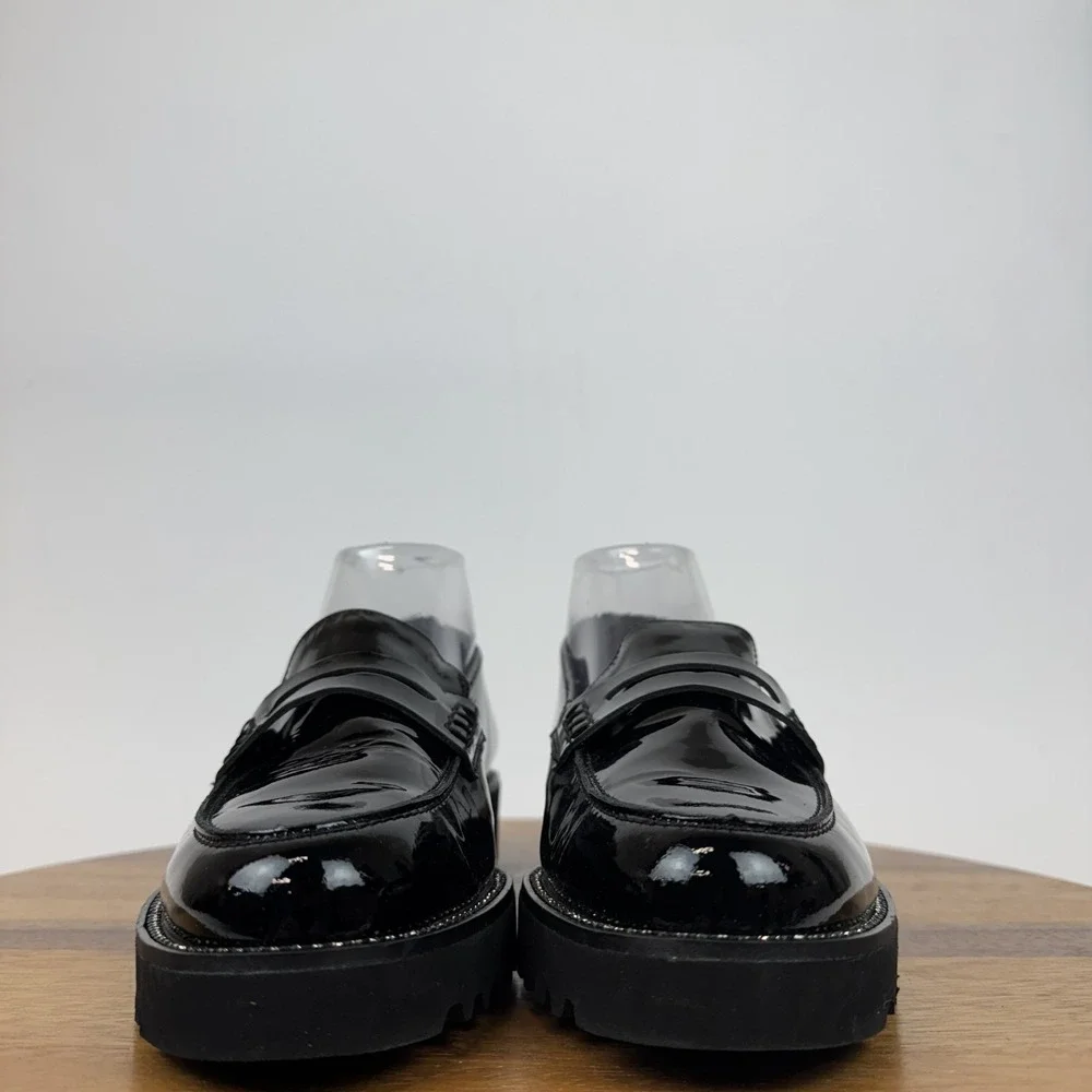 Womens Paul Green Reed Black Patent Leather‎ Rhinestone Penny Loafers Size 7 GUC